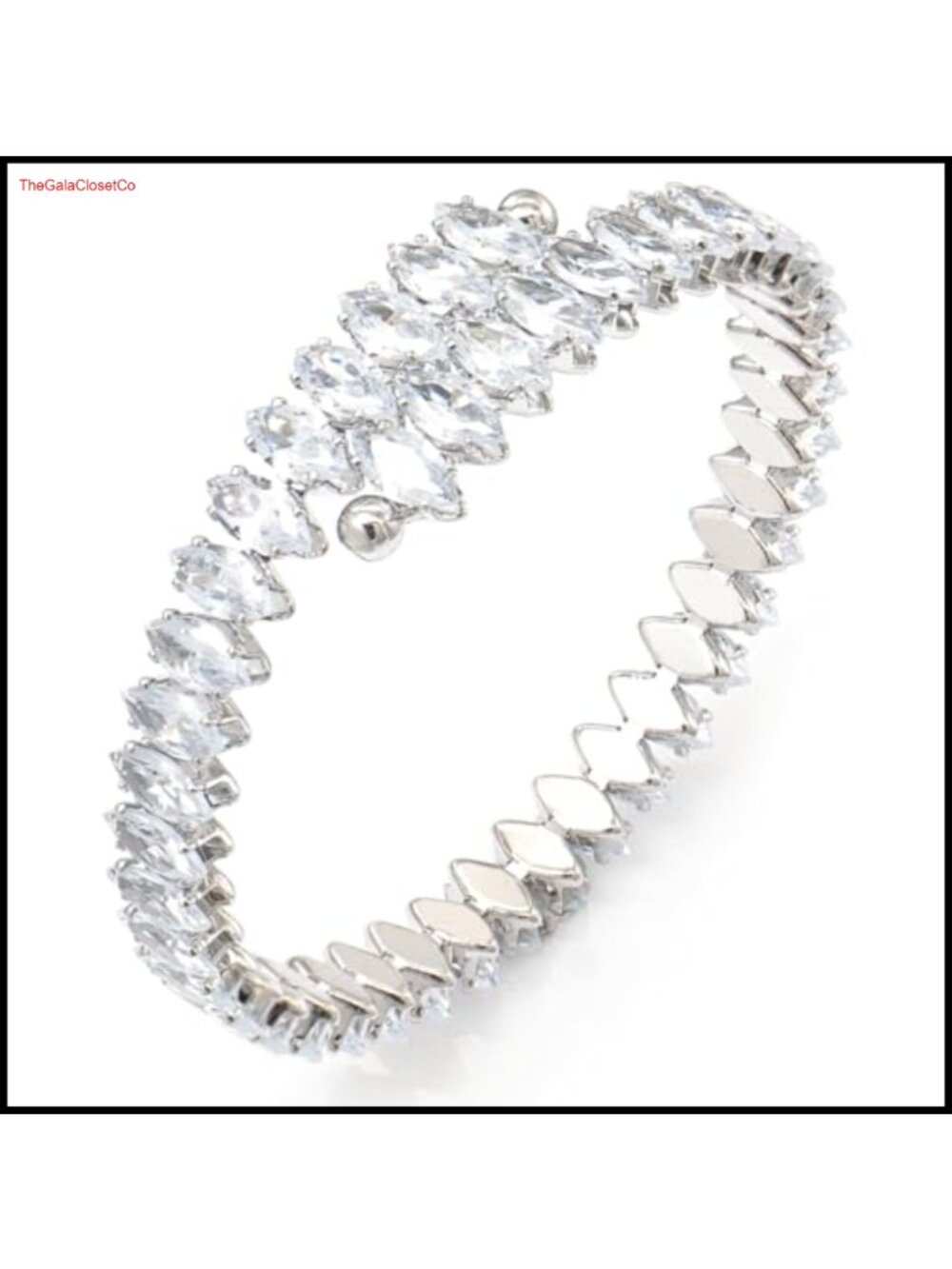 Rhinestone CZ Tennis Cuff Bracelet Open Adjustable Elastic Bangle Women